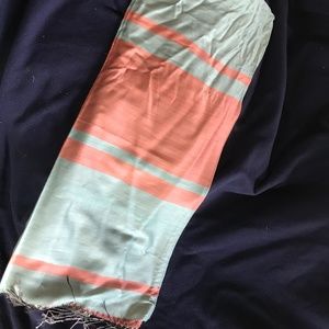 Mint and peach scarf with tassels